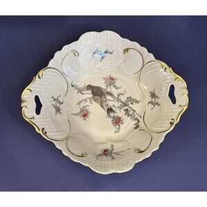 Vintage Eberthal Bavaria Bowl West Germany Bird Thistle Scalloped 1463-45